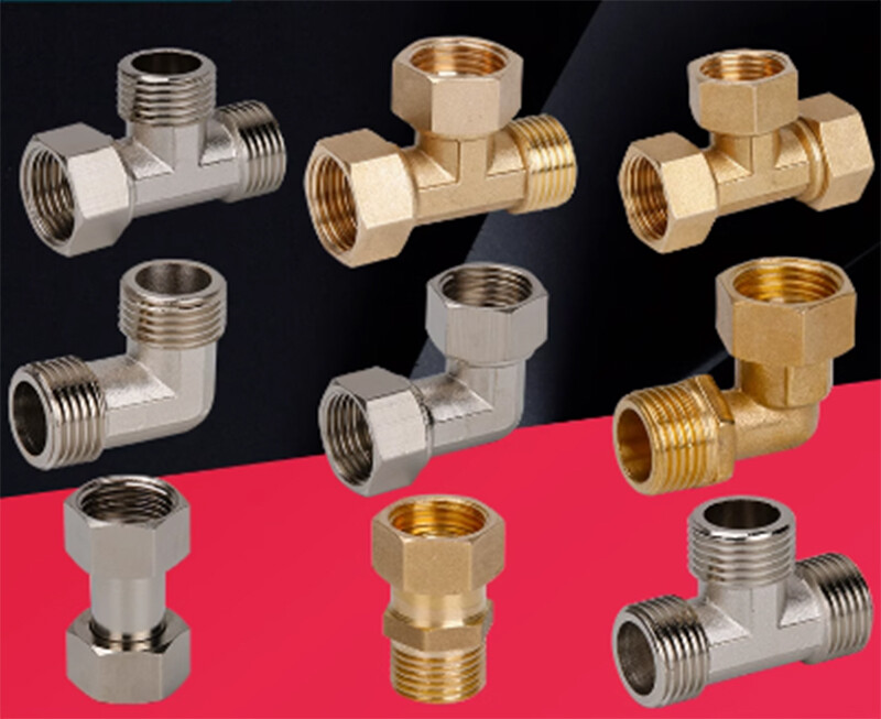 Brass BSPT 1/2″ Female/Male Thread Elbow 3-Way Pipe Fittings Coupling Connector