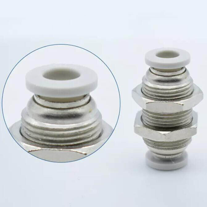 Nickel Plated / Stainless Steel Pneumatic PM Bulkhead Connector Push-in Fitting