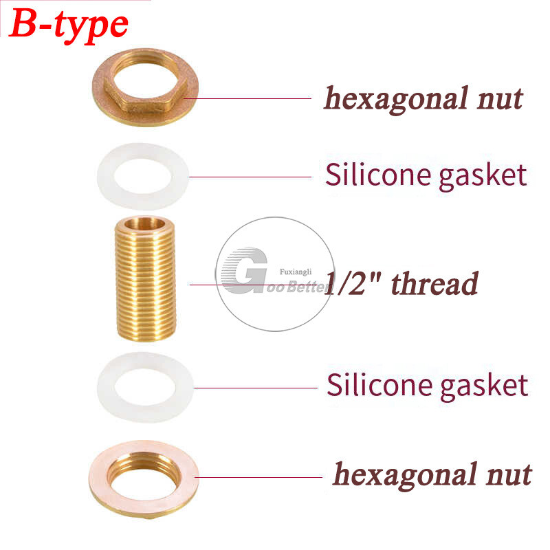 Brass BSPT 1/2″ Bulkhead Water Tank Fittings Water Tower Joint Connector