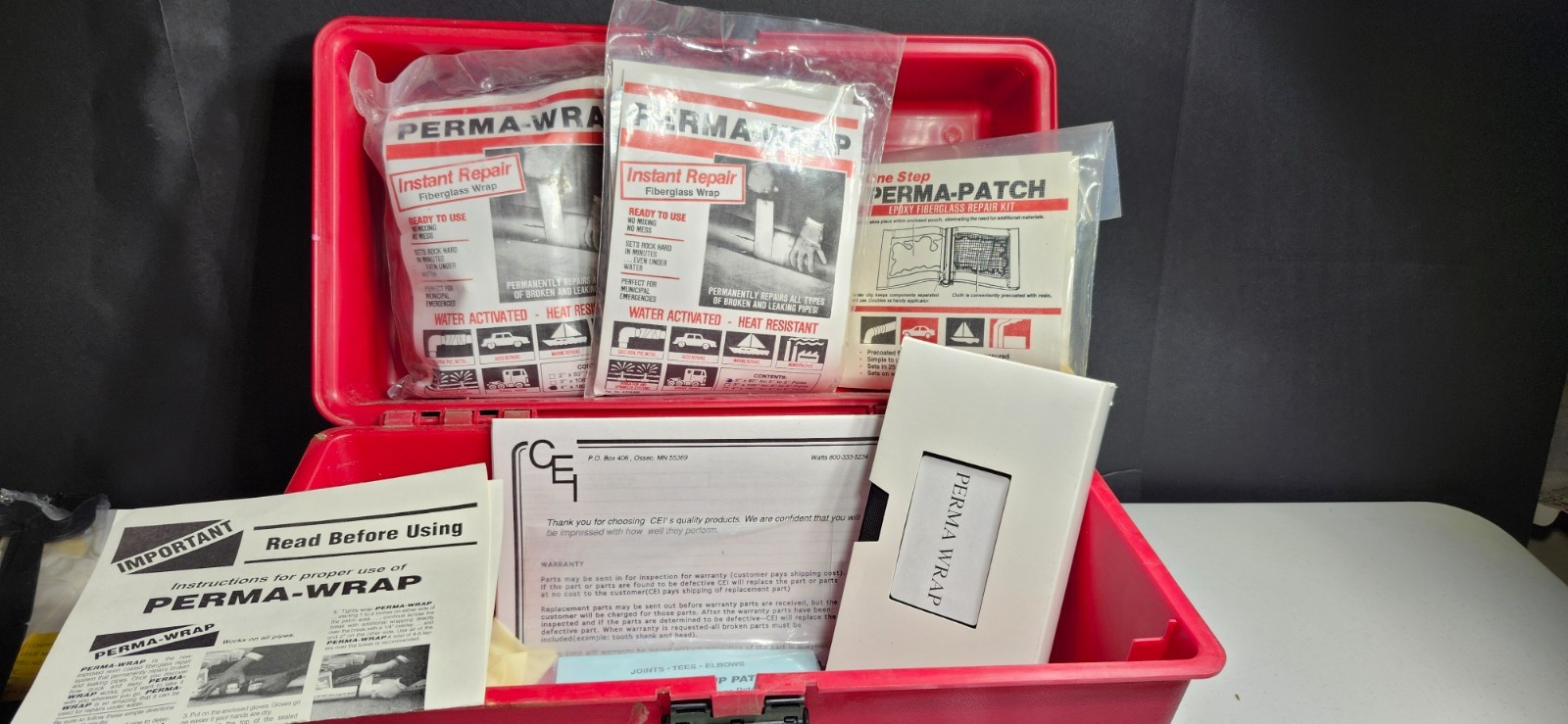 PERMA-WRAP (Vintage) Unused Wrap Emergency Repair Kit w/AKRO-MILS Pro Box & Acc.