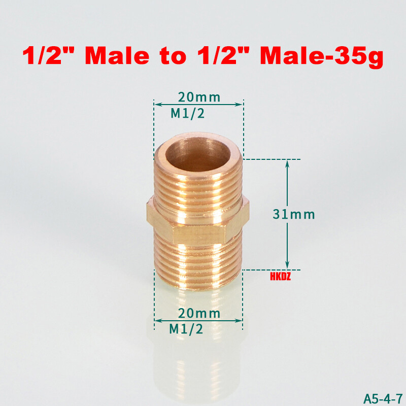 1/2″ 3/4″ 1″ BSP Brass Male Thread Nipple Hex Bushing Pipe Hose Fitting Adaptor