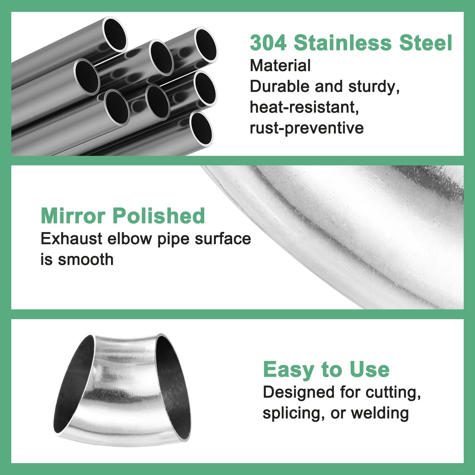 4-Pack OD 1.5 Inch 45 Degree Mandrel Bend Elbow, Thicken 1.5 mm Height 48 mm