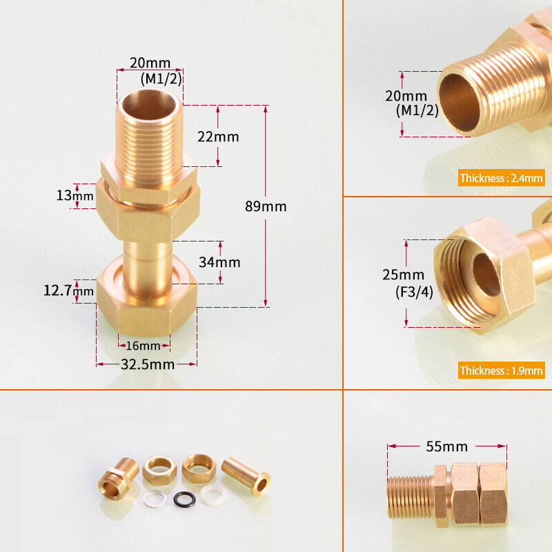 1/2″ 3/4″ 1″ BSP Brass Male/Female Thread Water Meter Union Connector Expandable