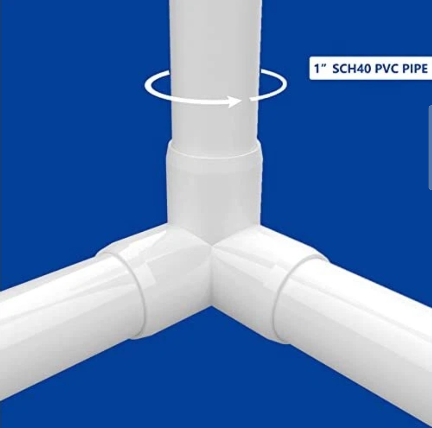3 Way PVC Pipe Fittings PVC Elbow Corner Side Outlet Tee 1″ Inch 4pcs White