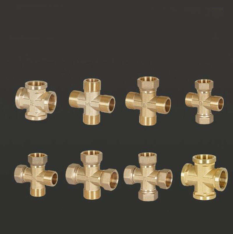 1/4″ 3/4″ Brass BSP Female Male Thread 4-Way Cross Equal Pipe Fitting Connectors