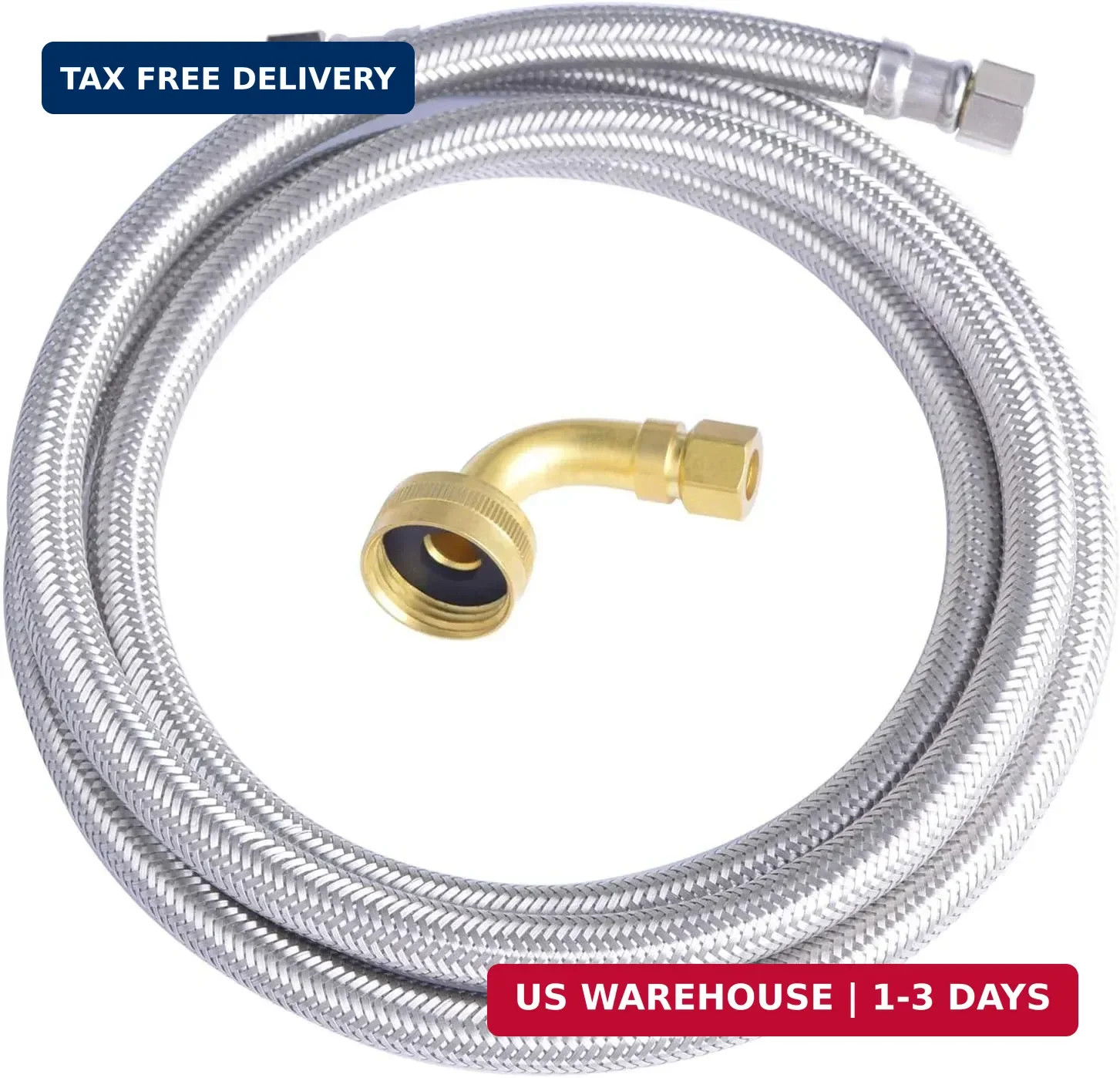 Hydro Master Braided Stainless Steel Dishwasher Connector with Elbow 72 inches 3