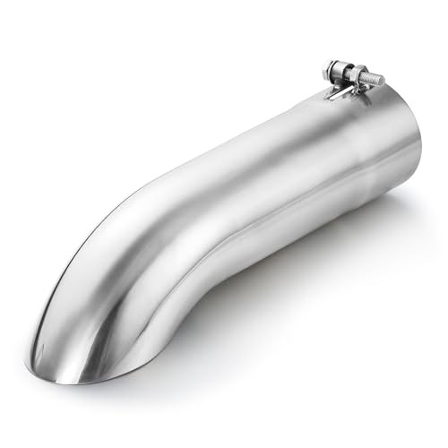 Inlet Turn Down Exhaust Tip Inside Diameter Inlet, 12’’ Length 3 Inch Silver
