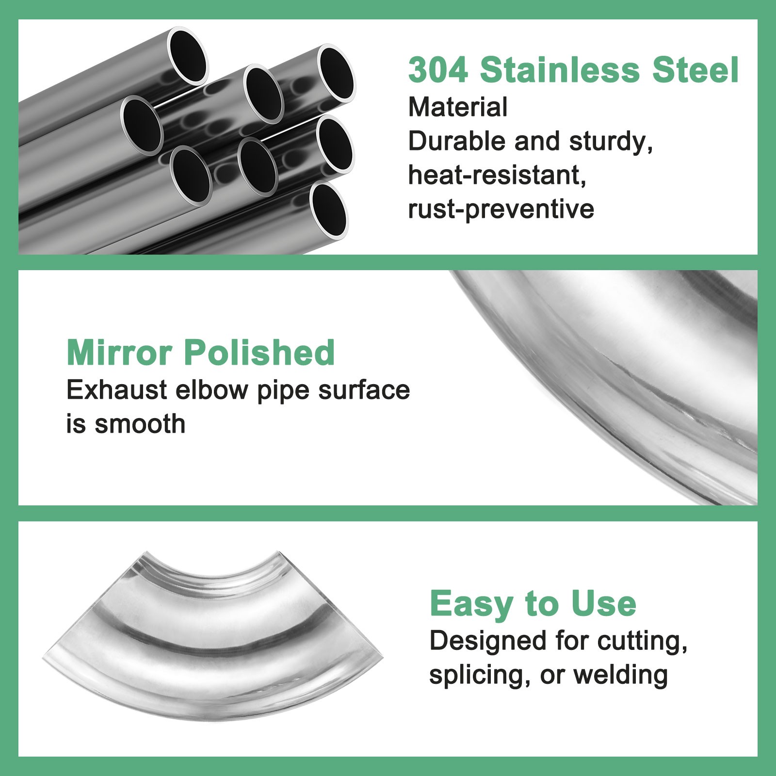 4-Pack OD 3.5 Inch 90 Degree Mandrel Bend Elbow, Thicken 1.5 mm Height 141 mm