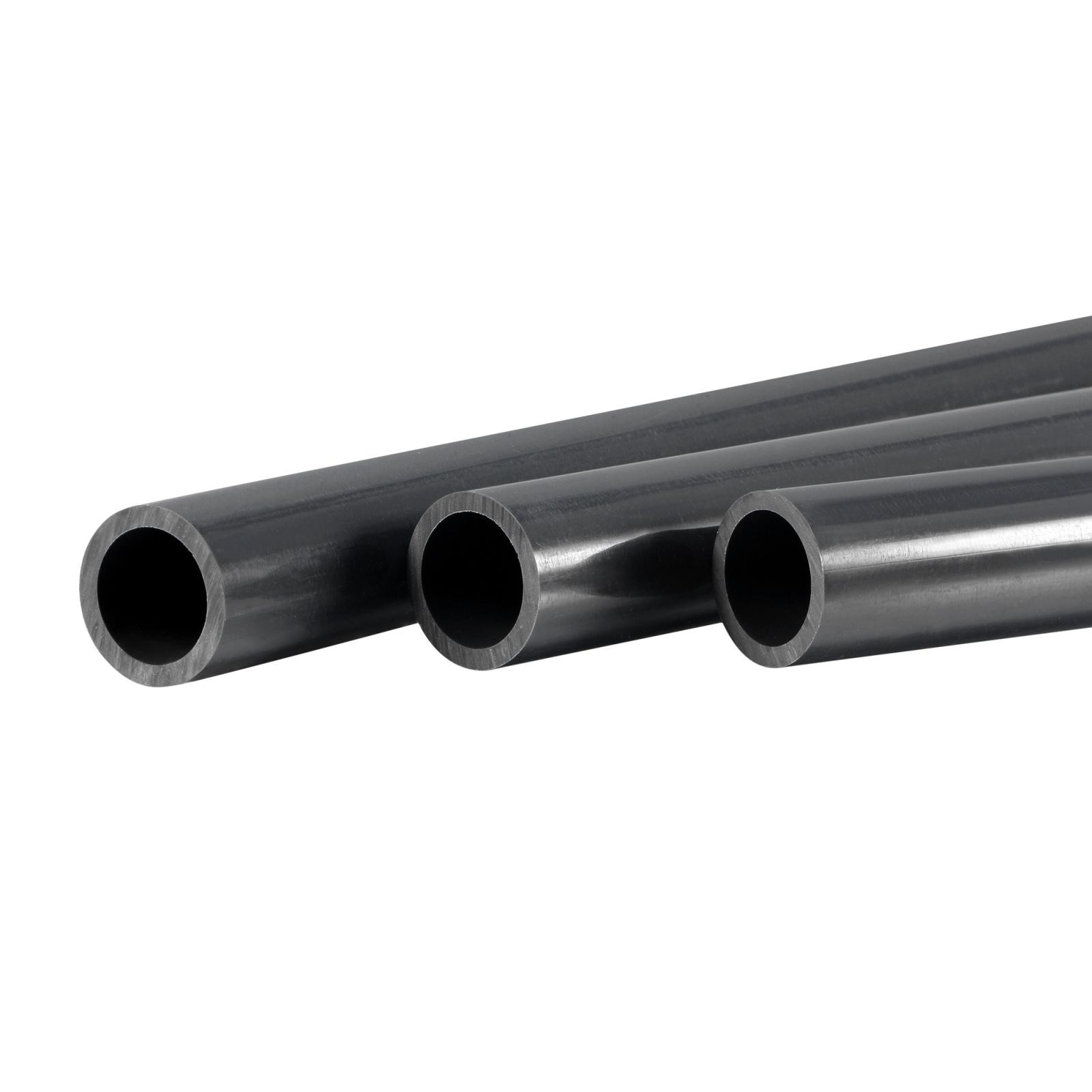 PVC rigid round tube 15.5mm ID 20mm OD 500mm black high impact 3pcs