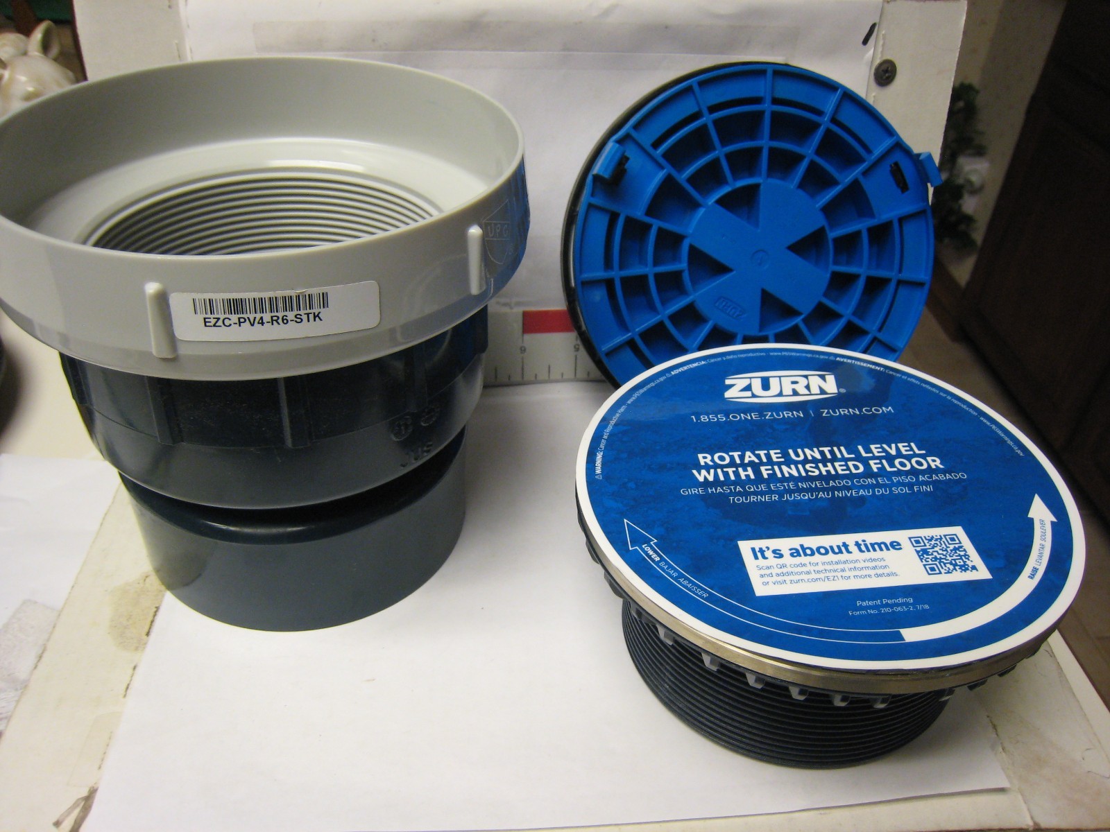ZURN EZC-PV4-R6 4″ Push On Plastic Cleanout with solid Brass top screw in lid