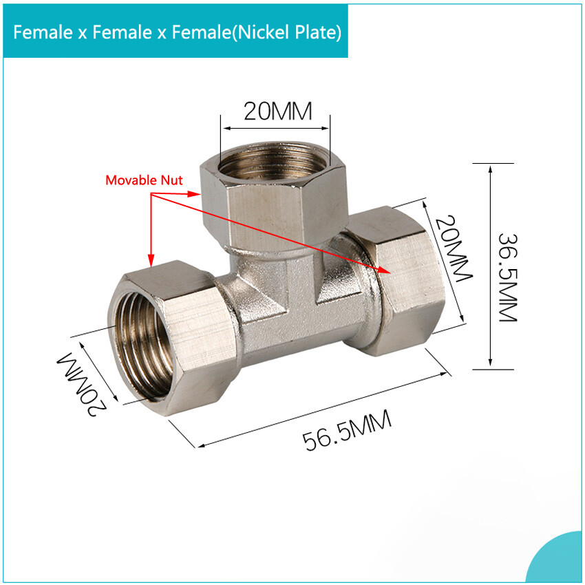 Brass BSPT 1/2″ Female/Male Thread Elbow 3-Way Pipe Fittings Coupling Connector