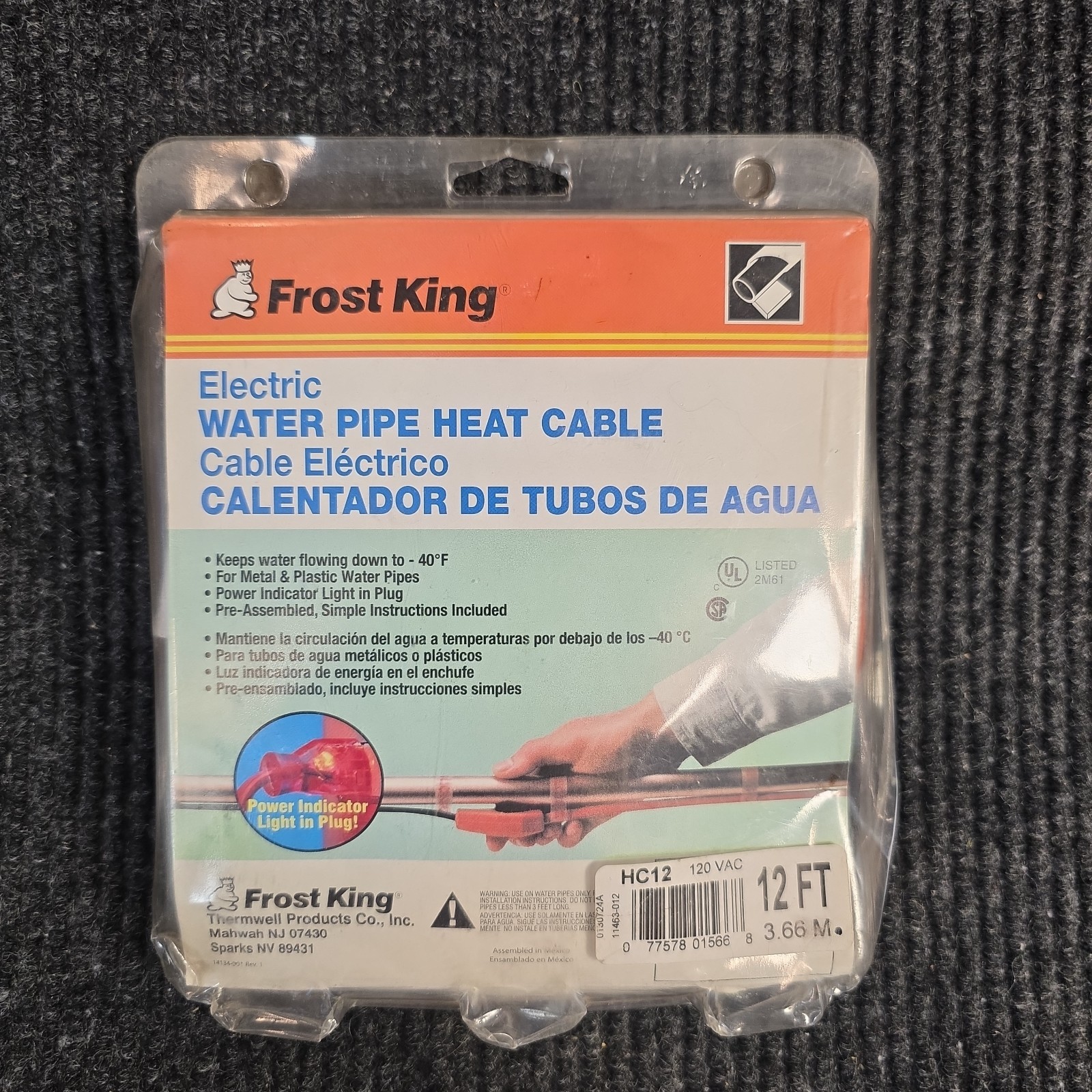 Thermwell Frost King Electric Water Pipe Heat Cable HC12 120VAC 12 FT