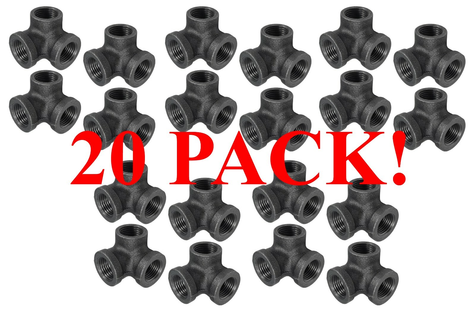 20 PACK! LDR Industrial Steel Grey 1/2-Inch Side Outlet Elbow 3-Way Fitting