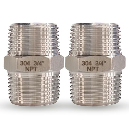 3/4″ Male x 3/4″ Male Hex Nipple Pipe Fittings, 304 Stainless Steel 3/4“, 2pcs