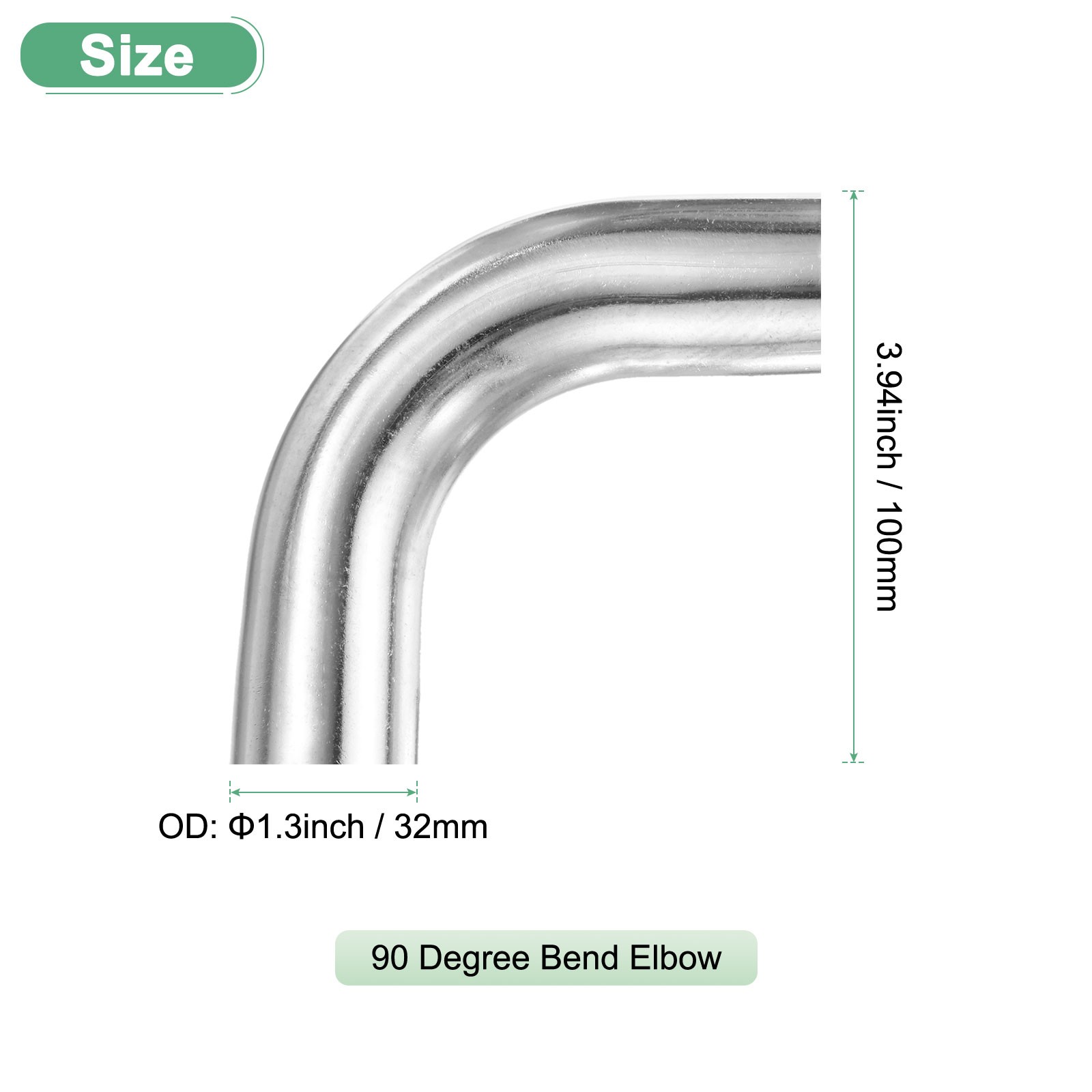 OD 1.3 Inch 90 Degree Mandrel Bend Elbow, Thicken 1.5 mm Height 100 mm