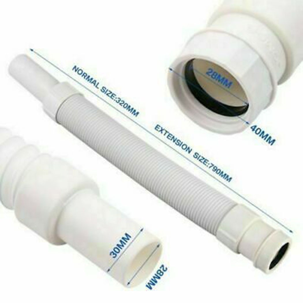 Waste Pipe Sink Syphon Trap White Basin Bathroom Flexible High Quality