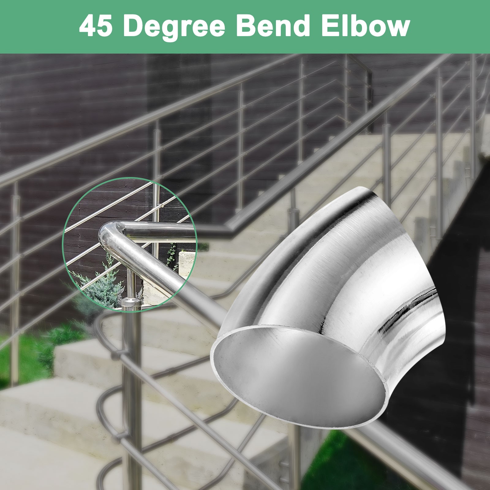 2-Pack OD 2.2 Inch 45 Degree Mandrel Bend Elbow, Thicken 1.5 mm Height 68 mm