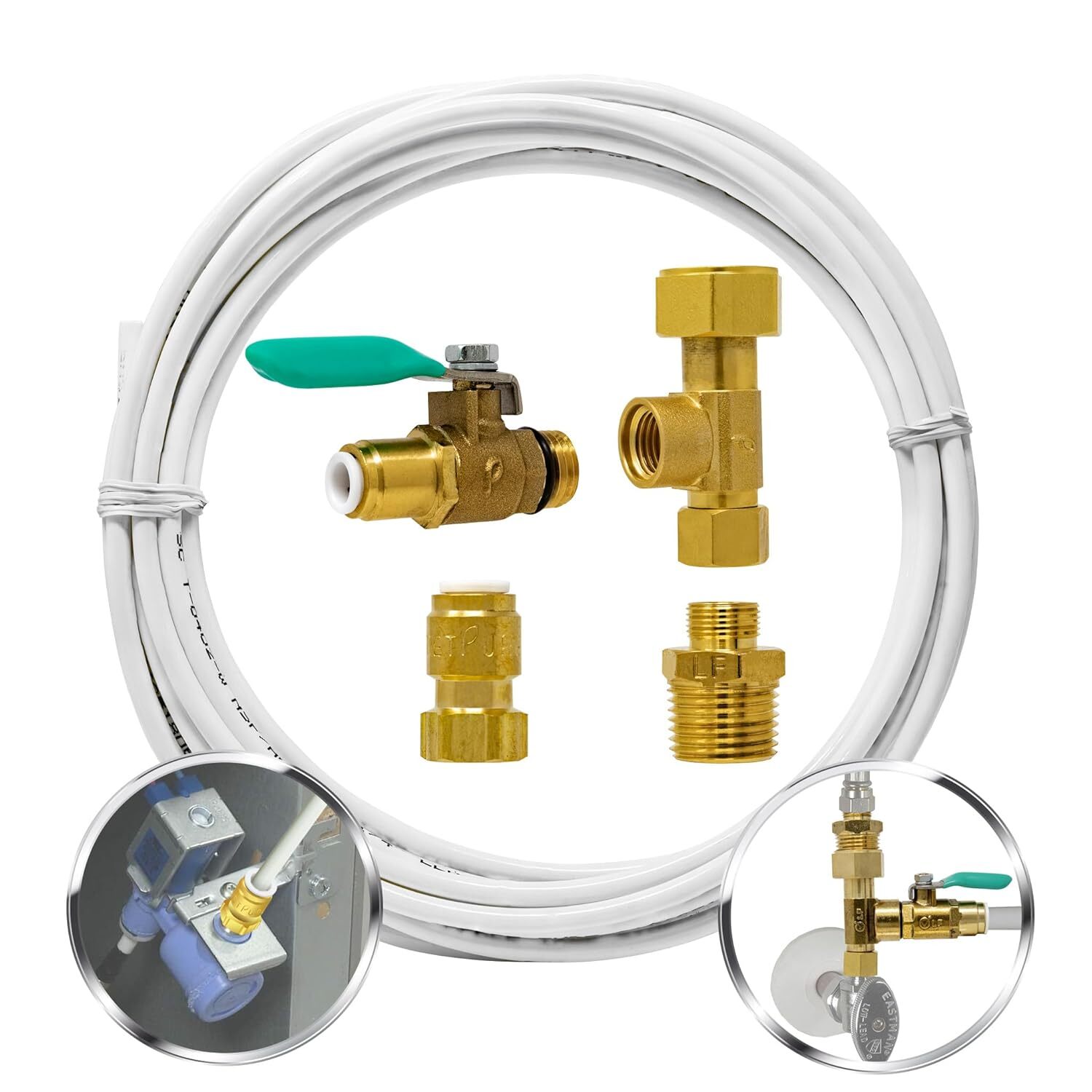 Kit instalación rápida para nevera, tubo 25′ y válvula latón 1/4″