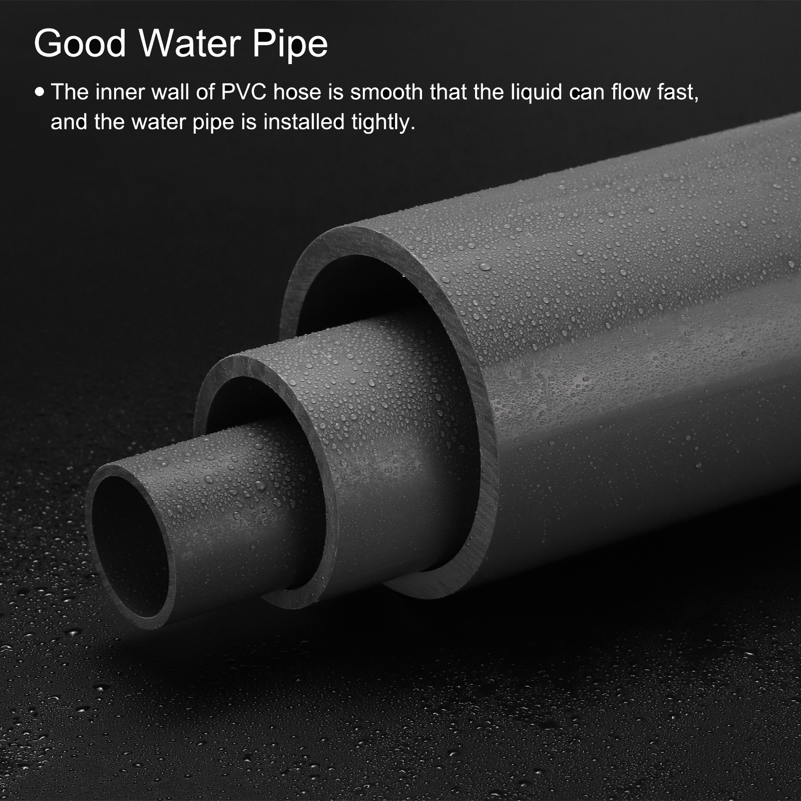 PVC Rigid Round Pipe 51.8mm ID 60mm OD 500mm Dark Grey High Impact