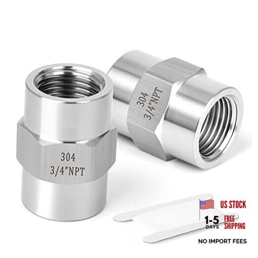 2PCS Forging of 304 Stainless Steel Pipe Fitting, Coupling, 2PCS 3/4″ Style 2