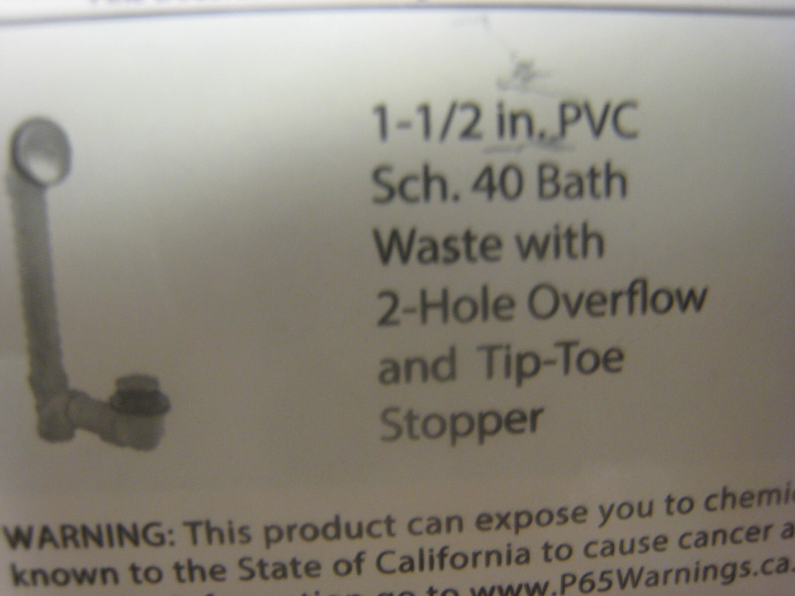 Westbrass Tip Toe Sch. 40 PVC Bath Waste with One-Hole Elbow in Oil Rubbed Bronz