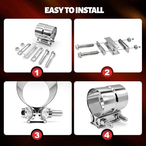 2.5″ Exhaust Clamp, 2 1/2 Lap Joint Clamp 304 2.5IN 4PCS Lap Joint Clamps