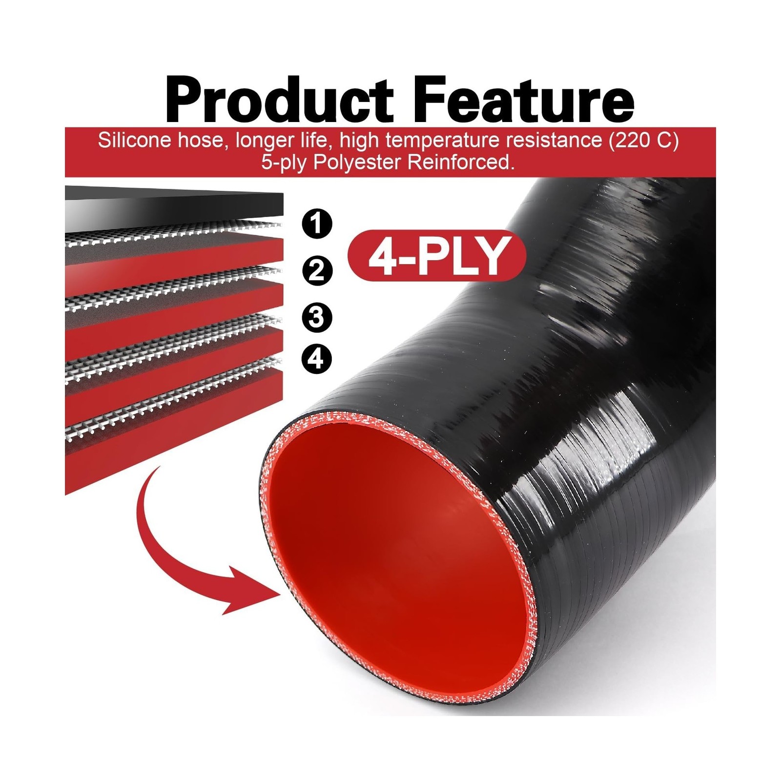 Silicone Coupler ID 4 inch(102mm) 45 Degree Elbow Hose 4-Ply Reinforced | Wal…