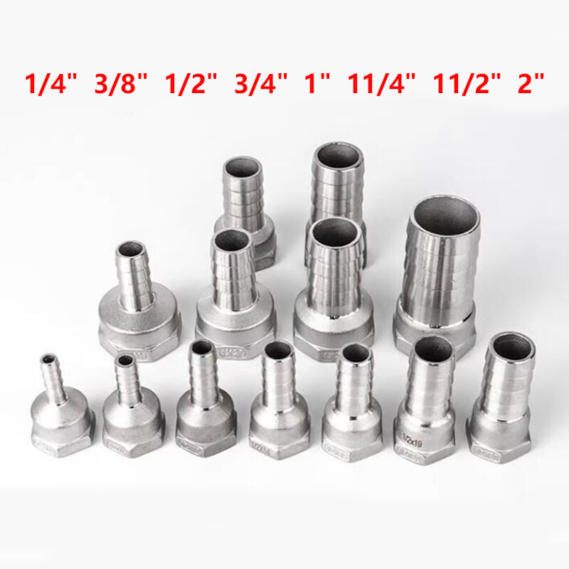 BSP 1/4″ – 2″ Female Thread Stainless Steel Fitting Barb Hose Tail End Connector