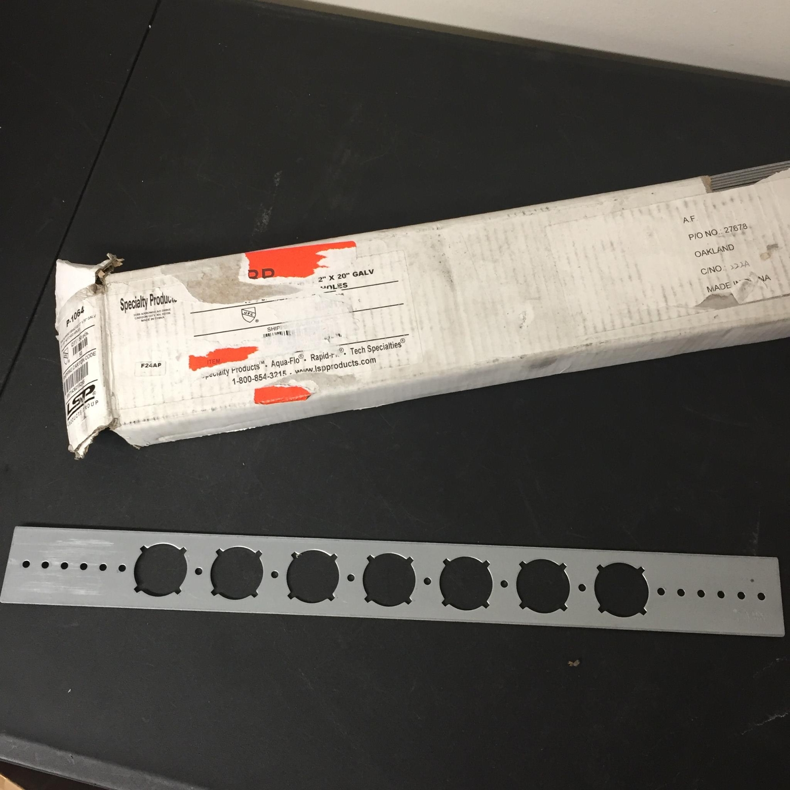 LSP P-1064 2 X 20 Pipe Support Bracket With 1 3/8 Inch Notched Holes 5 Pcs