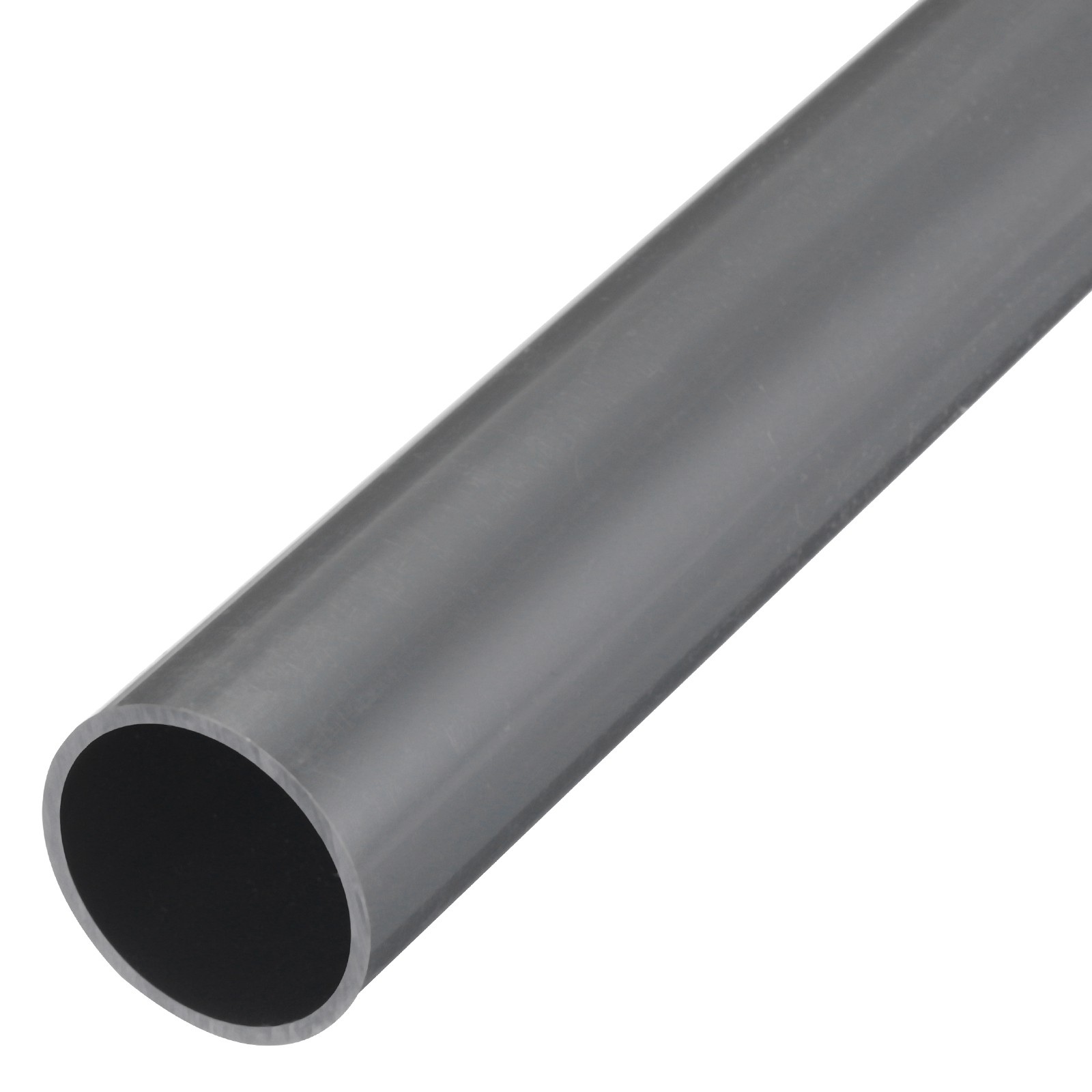 PVC Rigid Round Pipe 43.8mm ID 48mm OD 500mm Light Grey High Impact