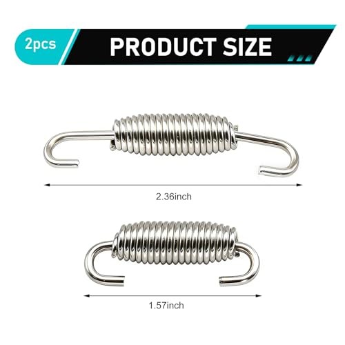 2 PCS Motorcycle Exhaust Springs, Stainless Steel Exhaust Pipe Spring Silver
