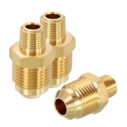 Pack Male to Male Adapter/8″ Male Flare x 3/8″ Male Flare to 1/8″ Male NPT 3