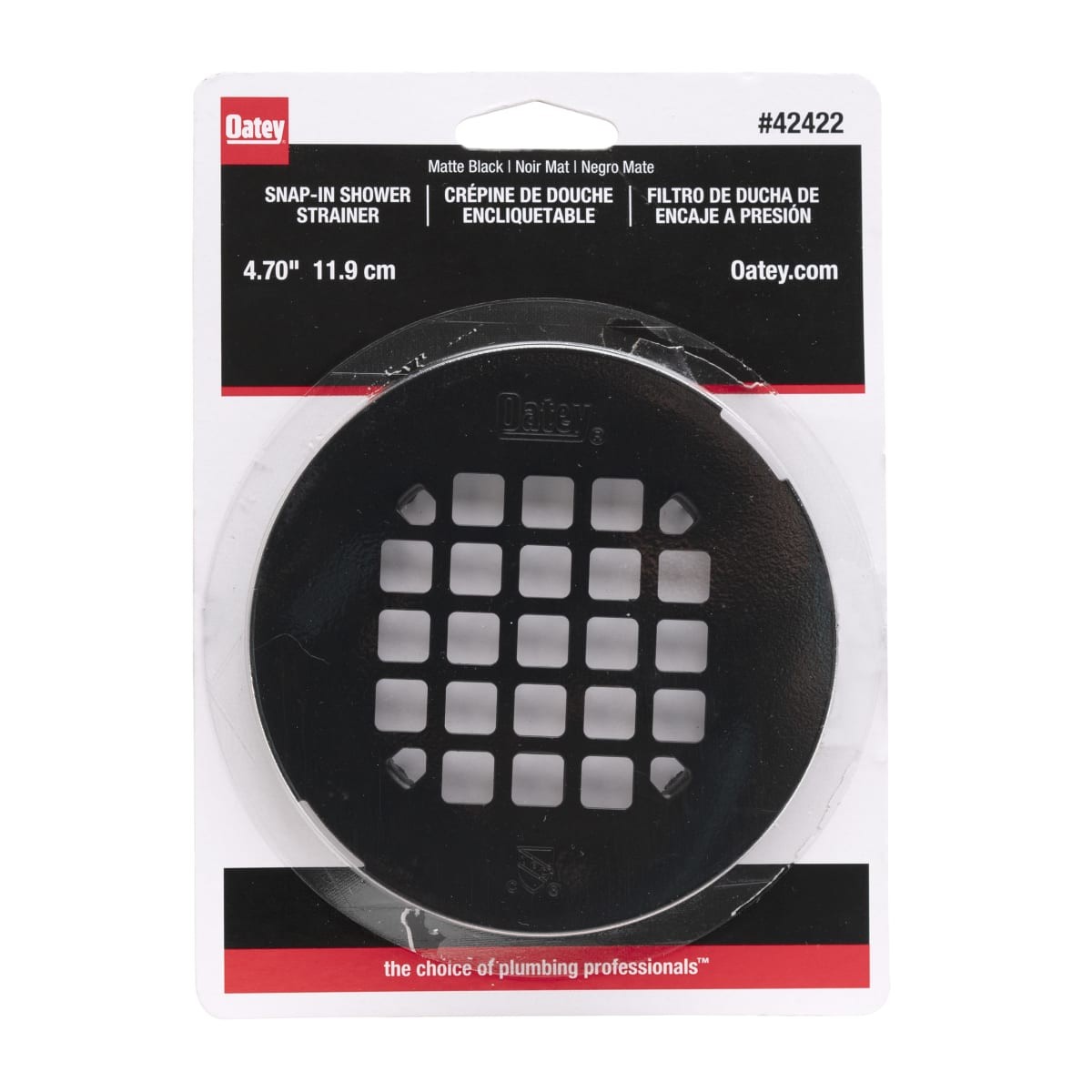 Oatey 42422 4-1/4″ Snap-Tite Strainer Matte Black