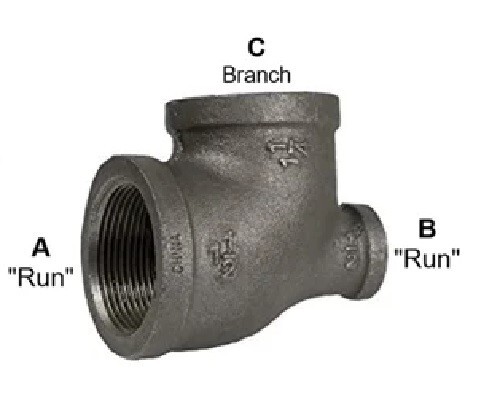 Various Sizes of Reducing Tee Female NPT Threaded Class 125 Malleable Iron USA