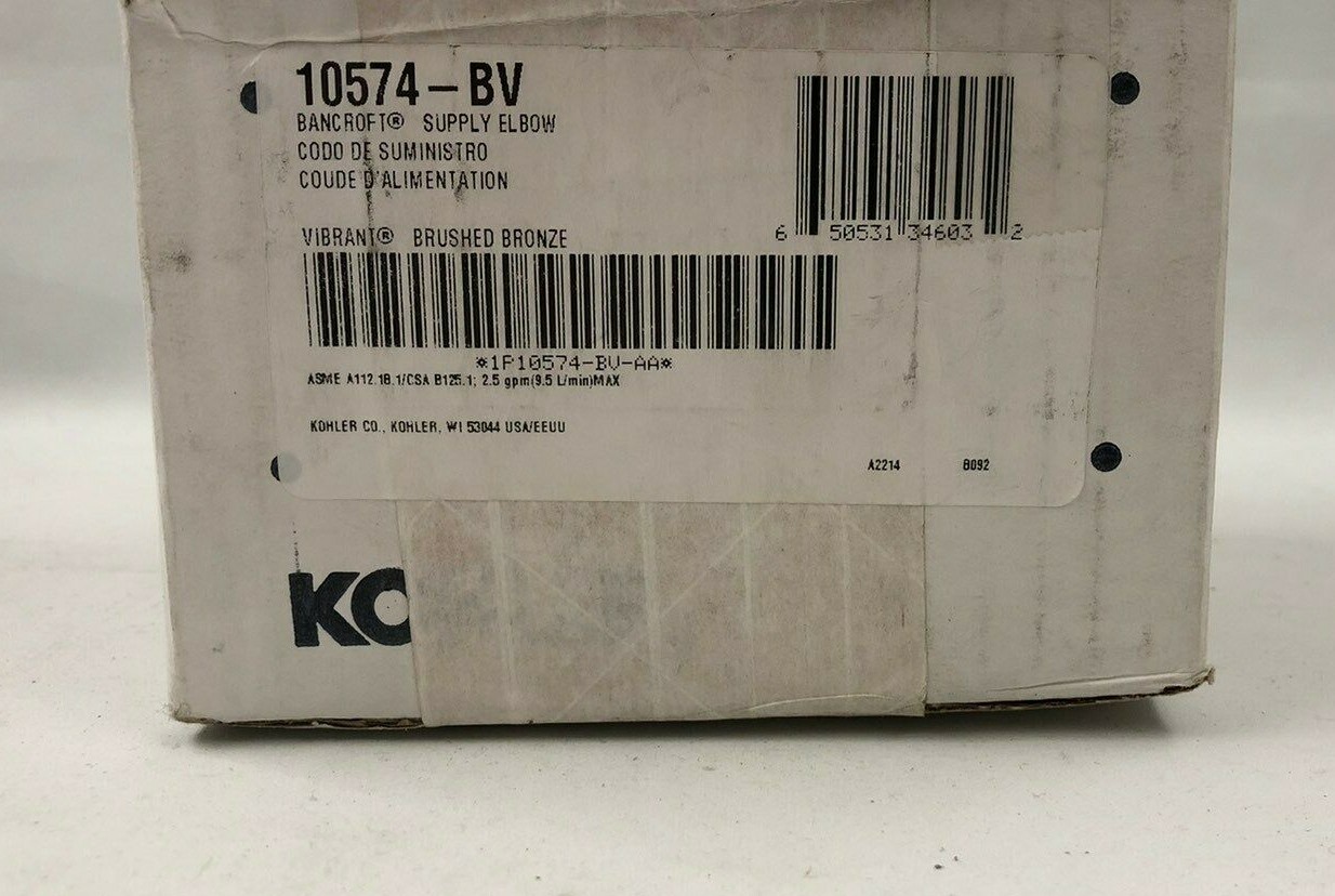 New KOHLER 10574-BV Bancroft Brushed Bronze Supply Elbow