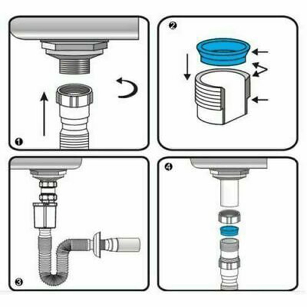 Flexible Plastic Basin Sink Waste Pipe Trap 36~80CM Bathroom Kitchen Syphon -UK