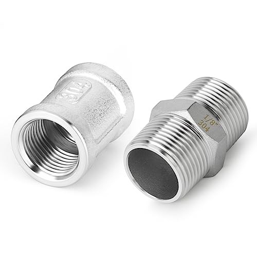 12PCS 304 Stainless Steel Hex Nipple 1/8″ MNPT × 1/8″ MNPT，Coupling 1/8″ NPT