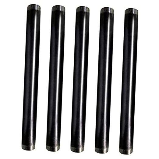 1/2 x 18 Inch Black Steel Pipe (5-Pack), Heavy Duty Industrial Malleable Iron