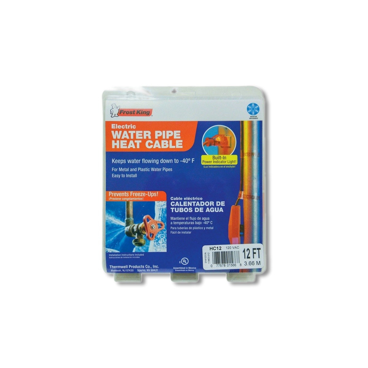 FROST KING Heating Cable 12ft Water Pipe HC12A