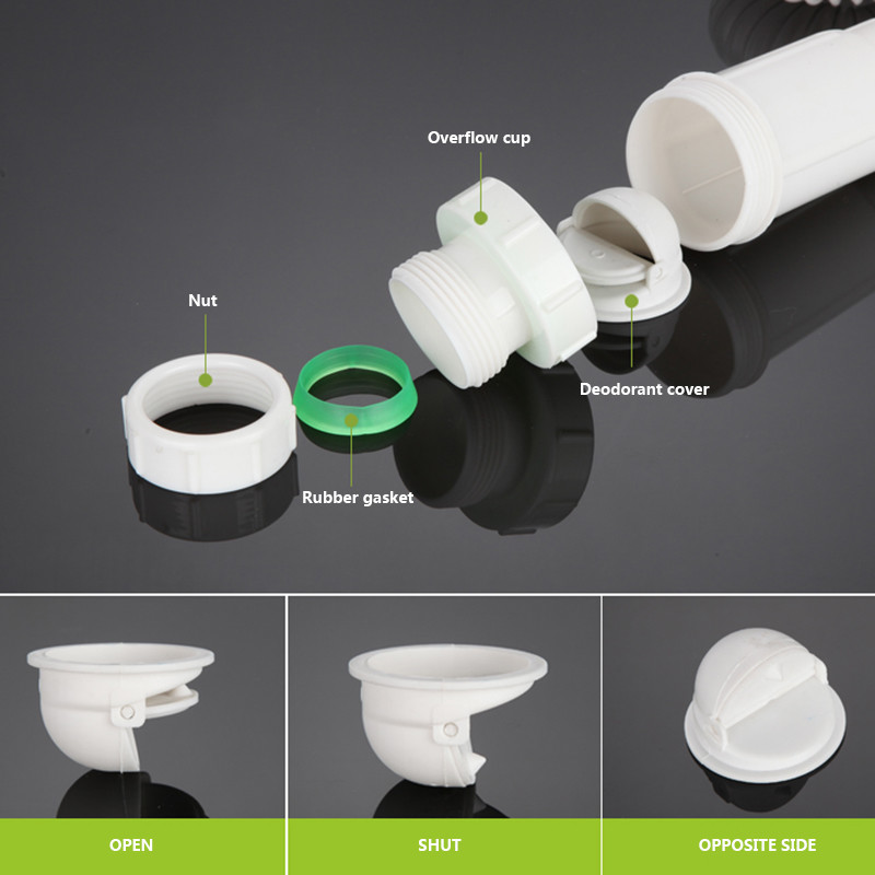 Basin Pop Up Flip Top Drain Sink Waste Trap with Deodorant Water Pipe Bathroom