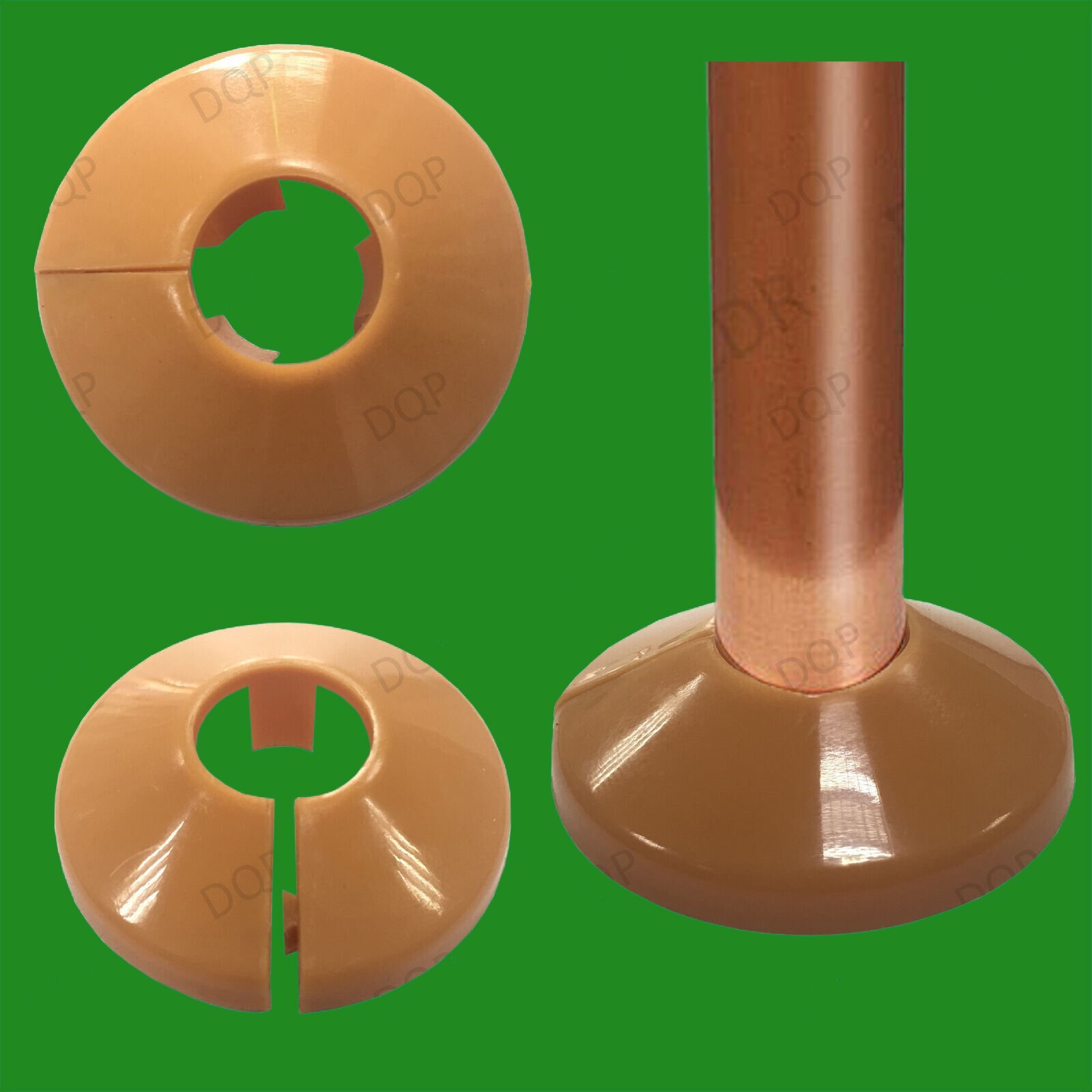 12x Brown Plastic Radiator Pipe Collars, For 15mm Pipes Easy Fit Flooring Covers