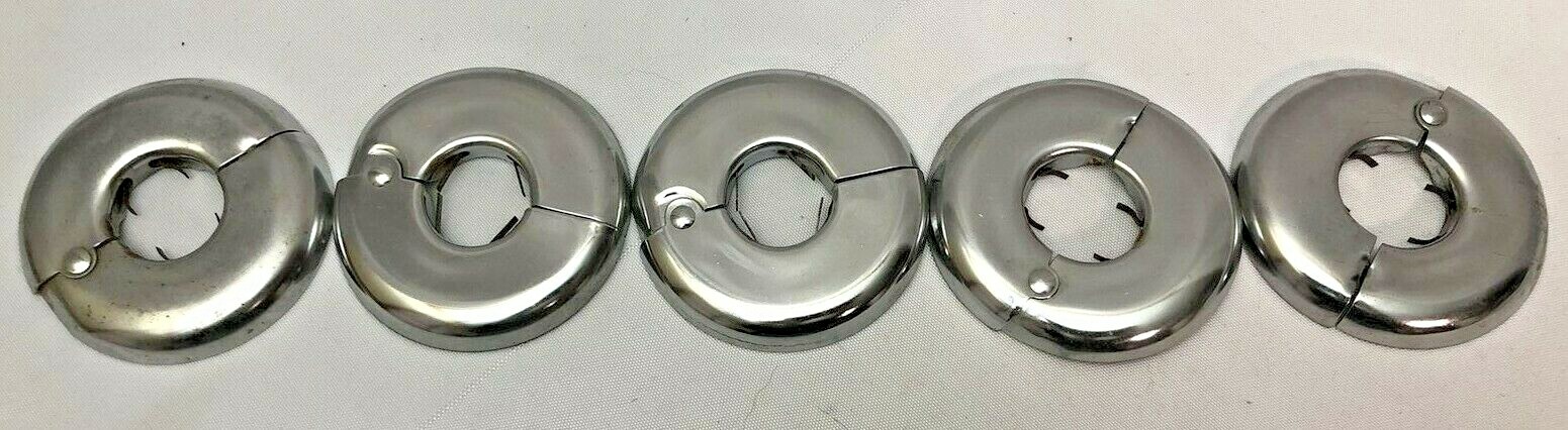 LOT OF 5 1” IPS Pipe Escutcheon Split (Chrome) Pipes