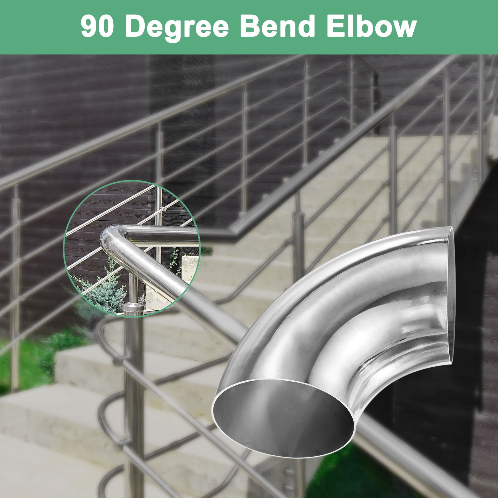 OD 3.5 Inch 90 Degree Mandrel Bend Elbow, Thicken 1.5 mm Height 140 mm