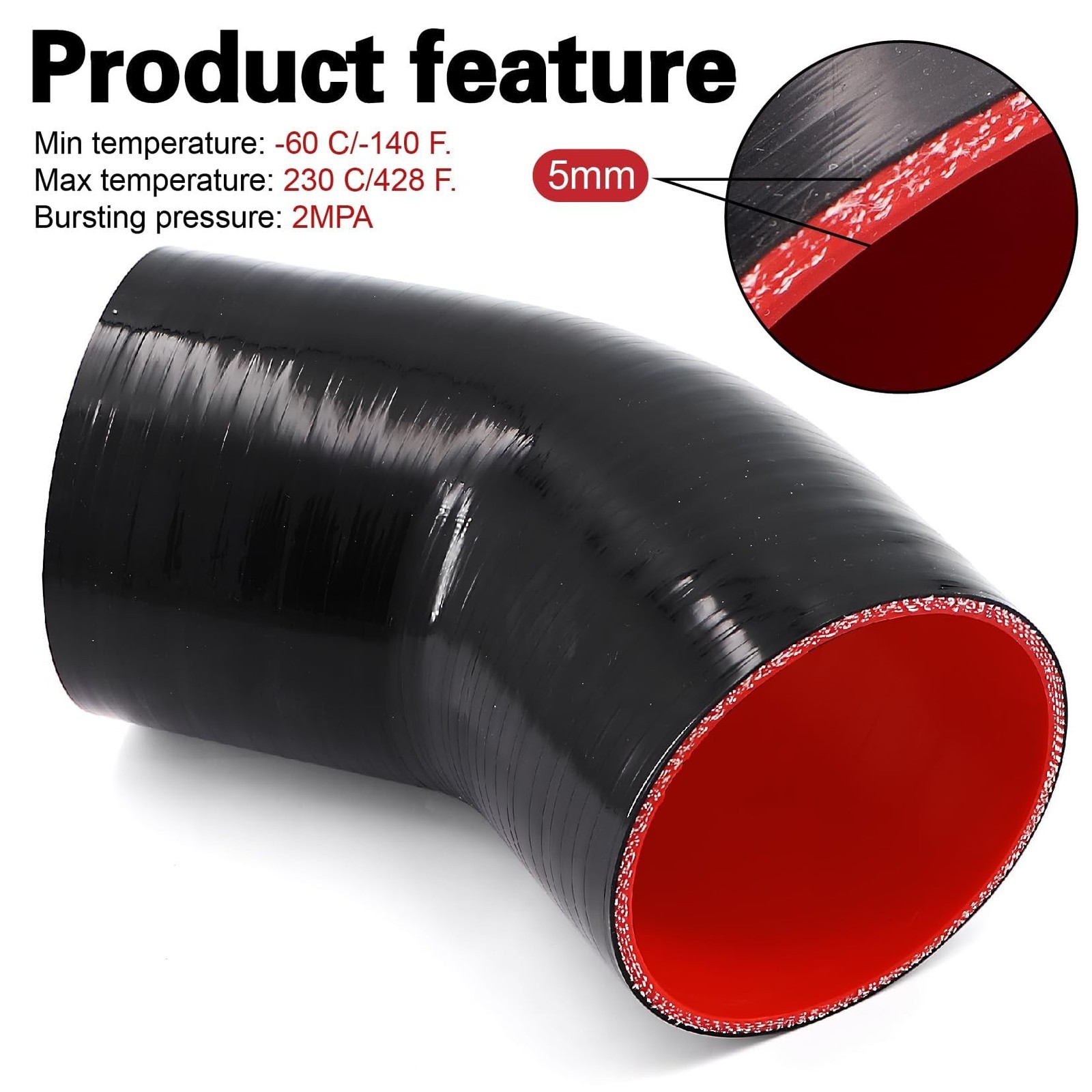 Silicone Coupler ID 4 inch(102mm) 45 Degree Elbow Hose 4-Ply Reinforced | Wal…