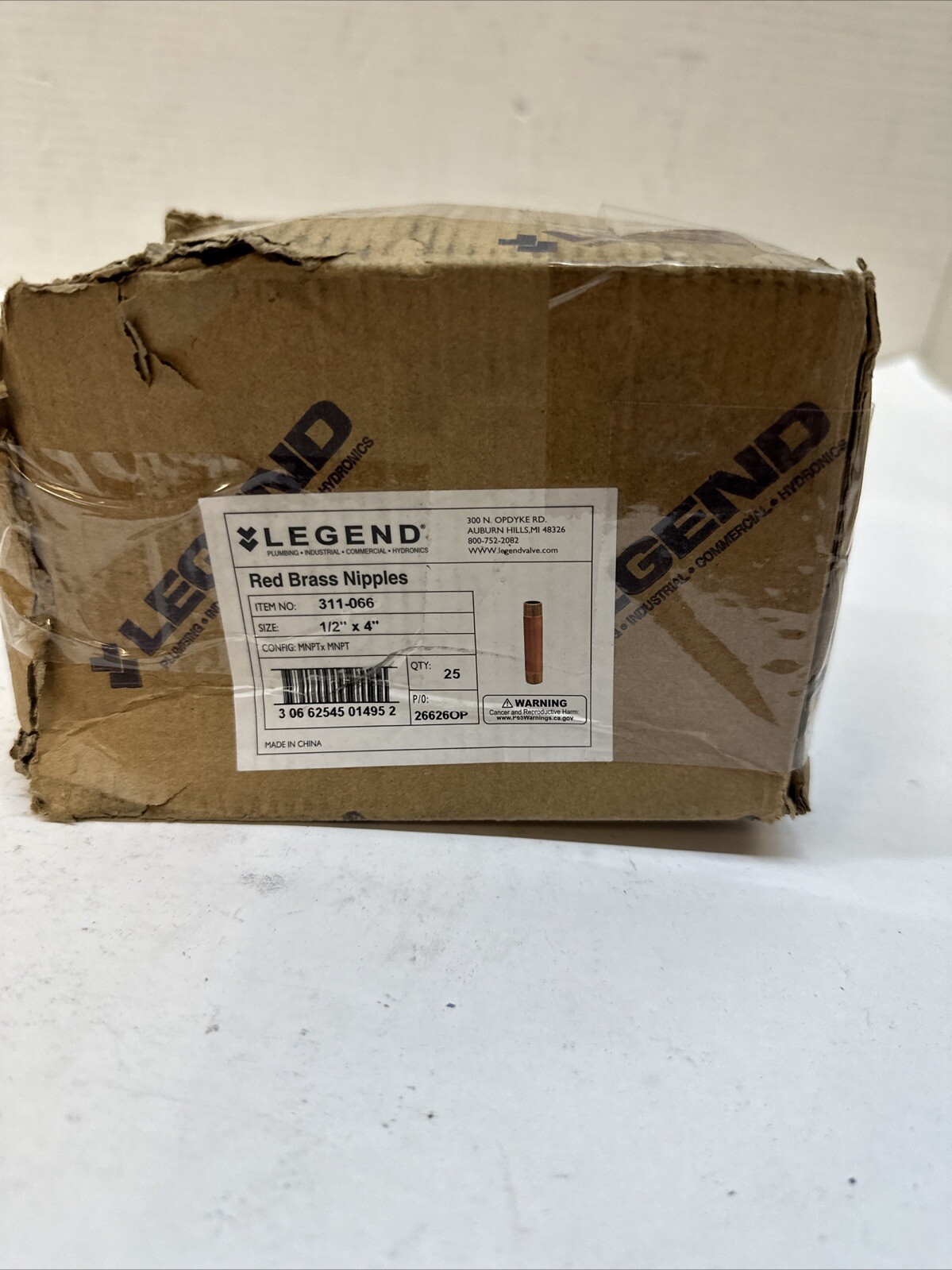 Legend Valve 1/2″ X 4″ BRASS NIPPLE 311-066 25PCS