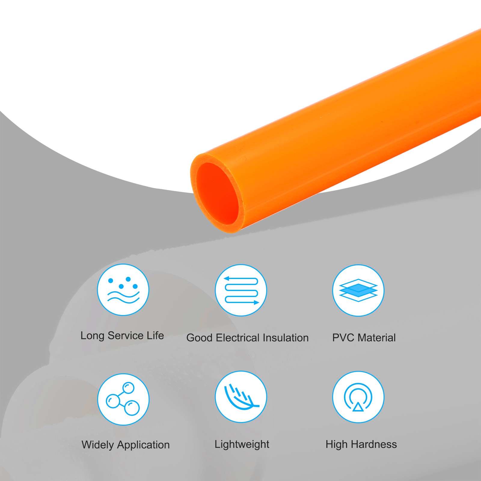 PVC Rigid Round Pipe 16mm ID 20mm OD 500mm Orange High Impact