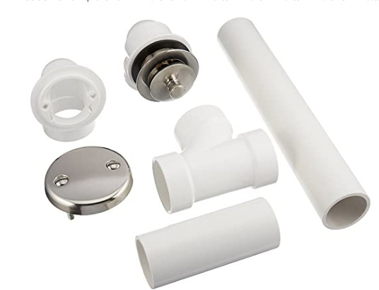 Plumb Pak 1.5-in Brushed Nickel Roller Ball Drain with PVC Pipe