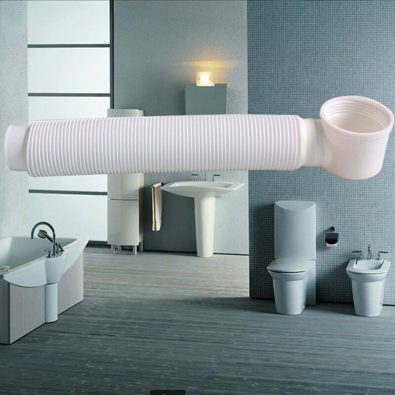 Bathtub Drain Tube Plastic Waste Pipe Home Bathroom Kit Replacement Retractable
