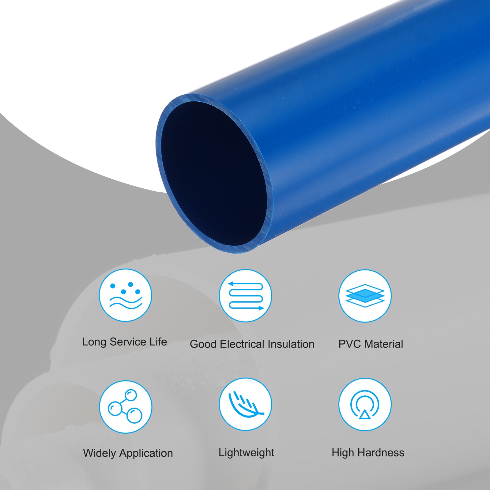 PVC Rigid Round Pipe 45.2mm ID 50mm OD 500mm Blue High Impact for Water Pipe