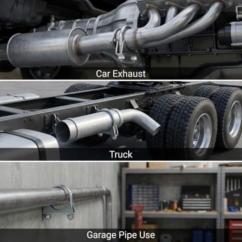U-Bolt Exhaust Clamp 1.75″ OD Carbon Steel Pipe Connector for 1-3/4″ 2 Pack